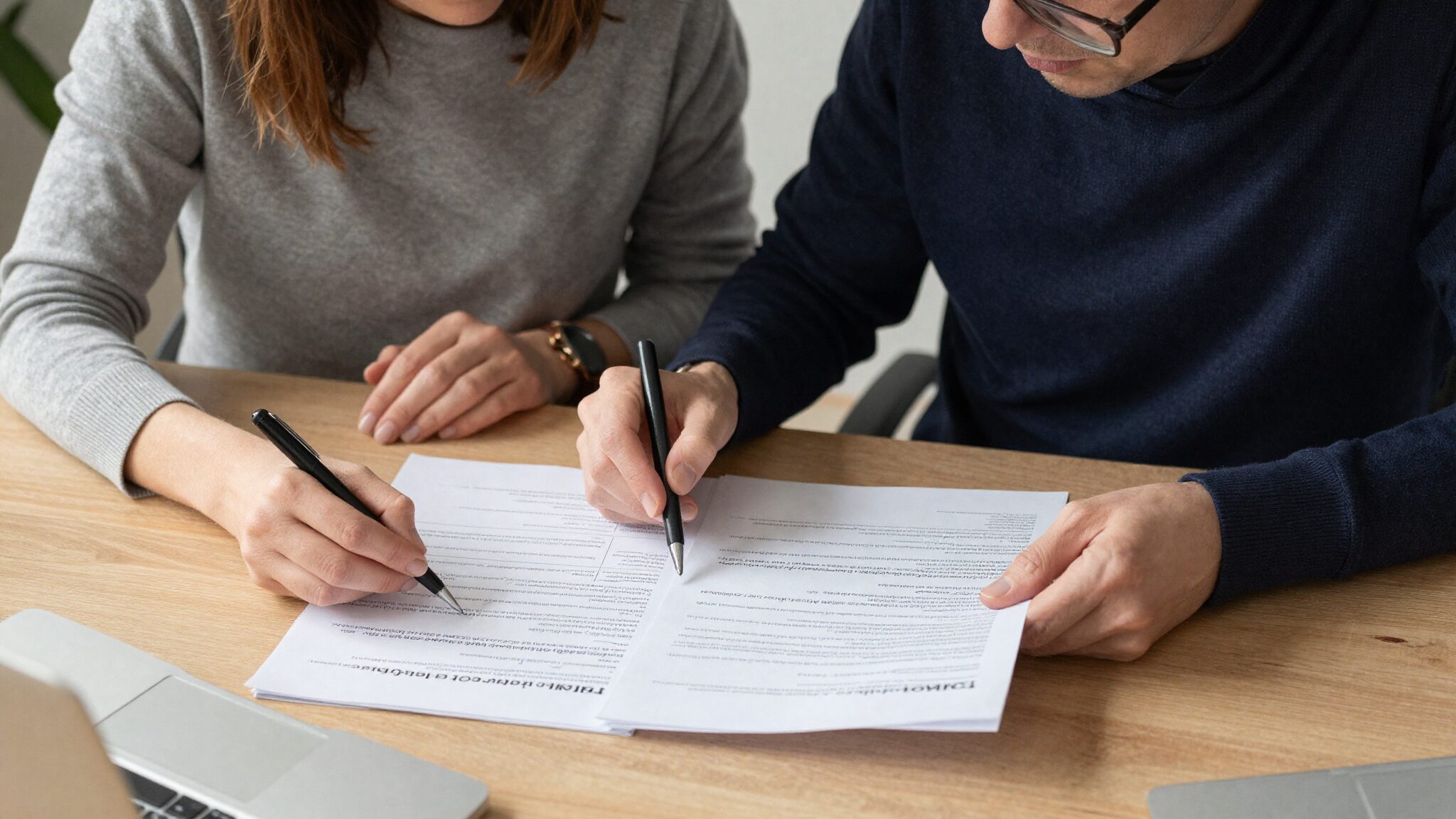 UK couple reviewing pension and HMRC tax documents before moving to Canada