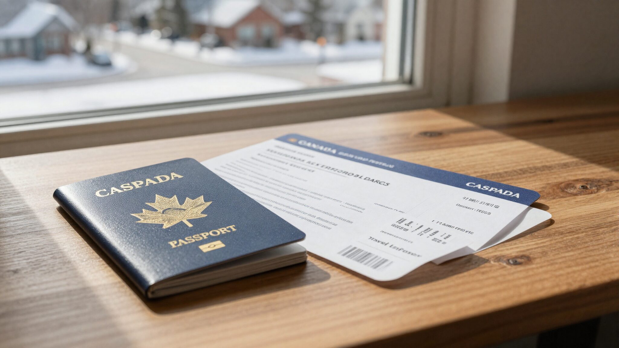Canadian passport and family documents on a sunlit table, illustrating Canada citizenship by descent for UK applicants
