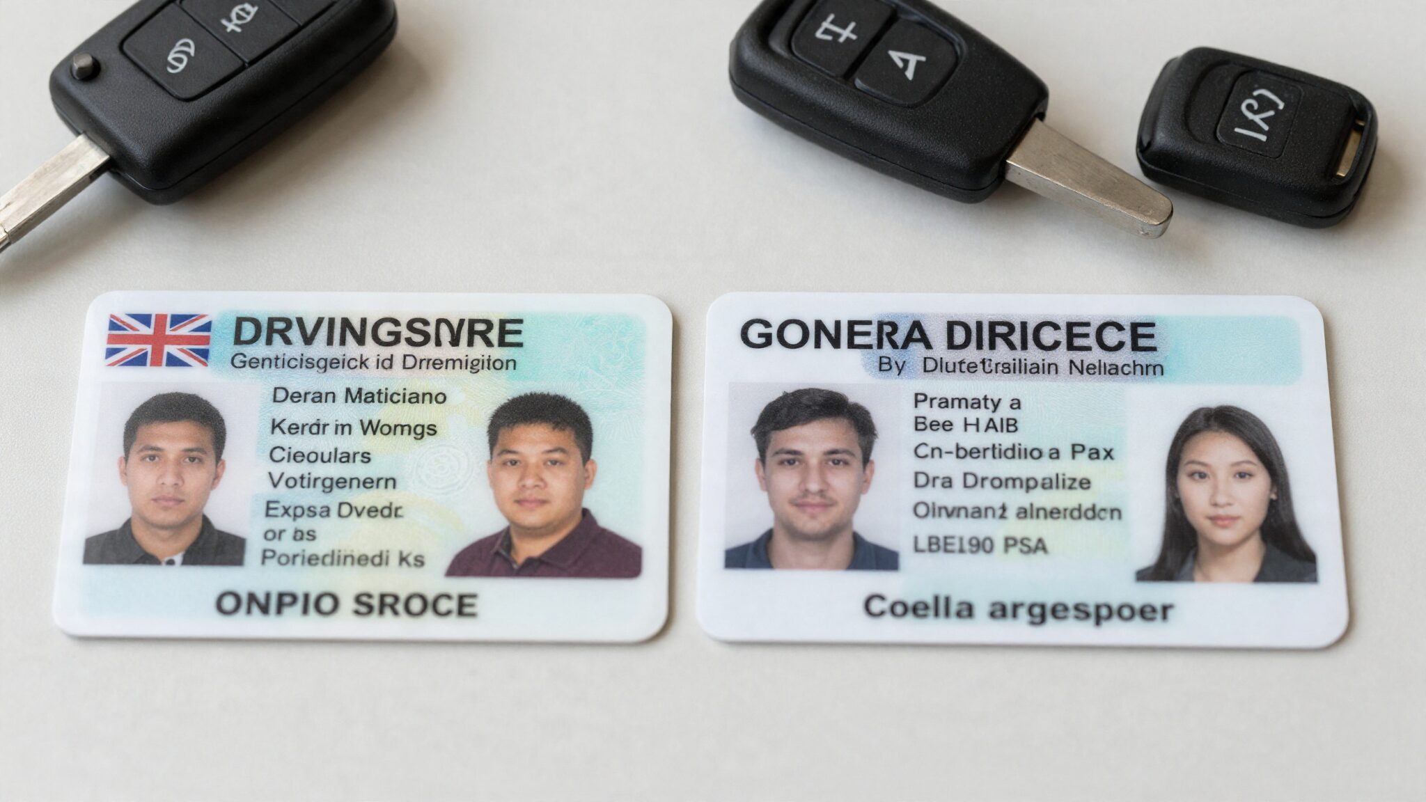 UK driving licence and Canadian provincial driver licence side by side